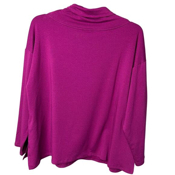 Eileen Fisher Womens Sweater Cozy Brushed Terry Fuchsia Size XL Quiet Luxury NWT - Picture 3 of 9